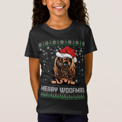 Funny Merry Woofmas Bloodhound Christmas Dog Lover T_Shirt