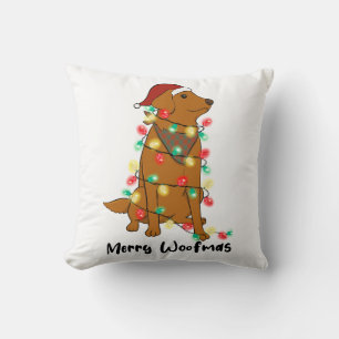 Funny Merry Woofmas Christmas Dog Throw Pillow