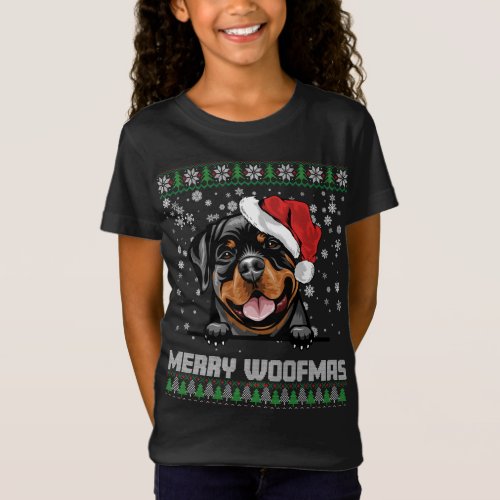 Funny Merry Woofmas Rottweiler Christmas Dog Lover T_Shirt