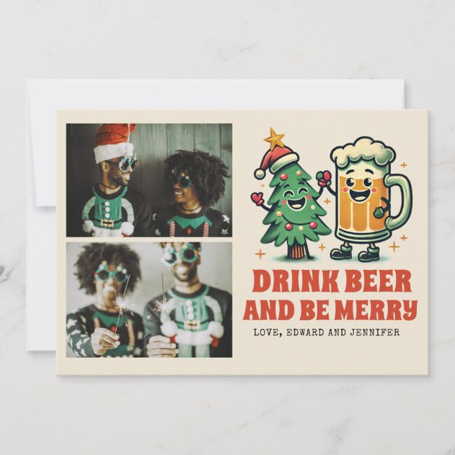 Funny Merry Xmas Groovy Photo Christmas  Card (Front)