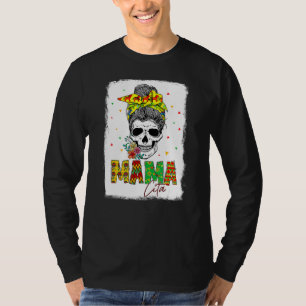 Funny Messy Bun Skull Mamacita Cinco De Mayo Mom F T-Shirt