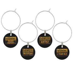 Funny Metal Danger Signs Warning Caution Rust Sign Wine Charm