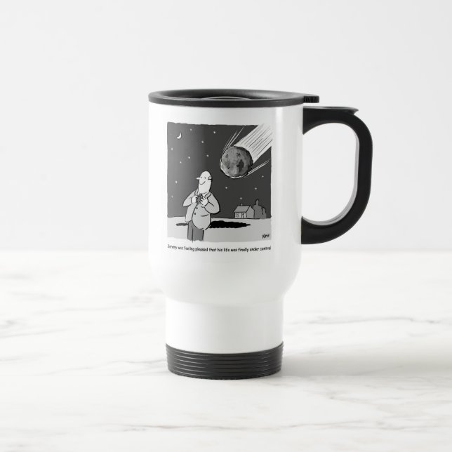 Funny Meteor Hitting Earth Disaster. Astronomer Travel Mug (Right)
