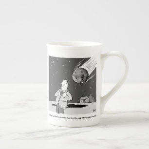 Funny Meteor Hitting Earth Disaster Bone China Mug