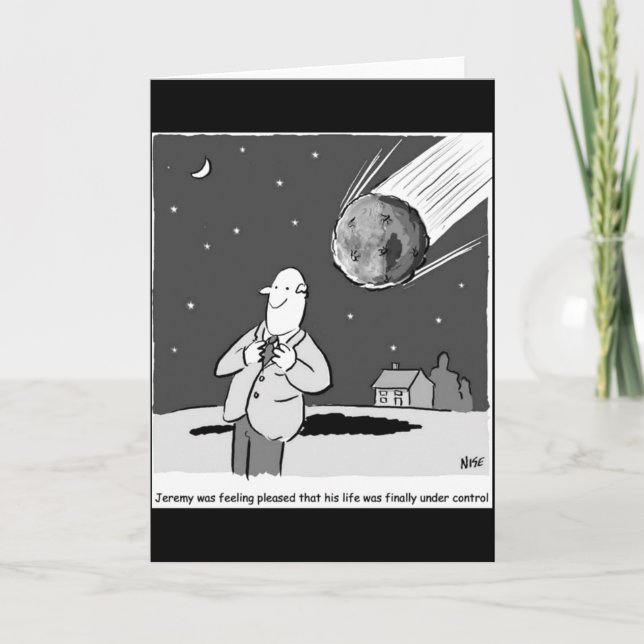 Funny Meteor Hitting Earth Disaster T Shirt  Card (Front)