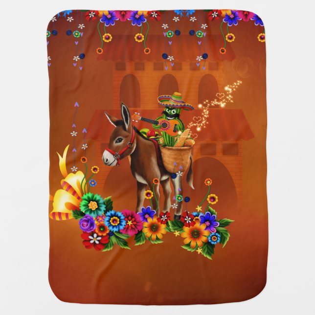 Funny mexican cactus baby blanket (Front)