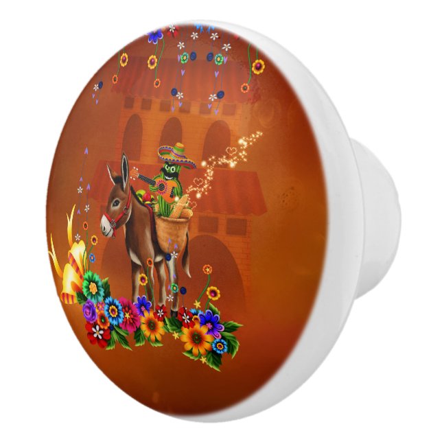 funny mexican cactus ceramic knob (Right)