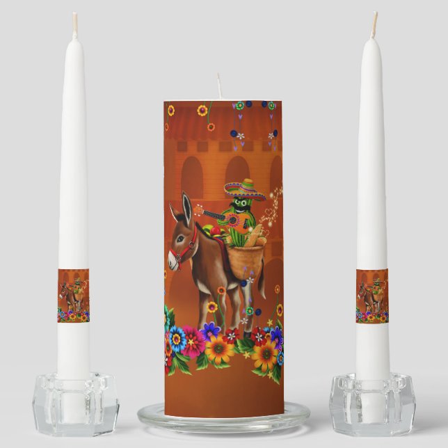 Funny mexican cactus unity candle set (Front)