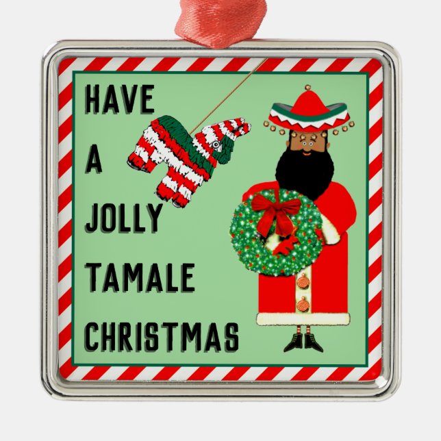 Funny Mexican Christmas Collectible Metal Ornament (Front)