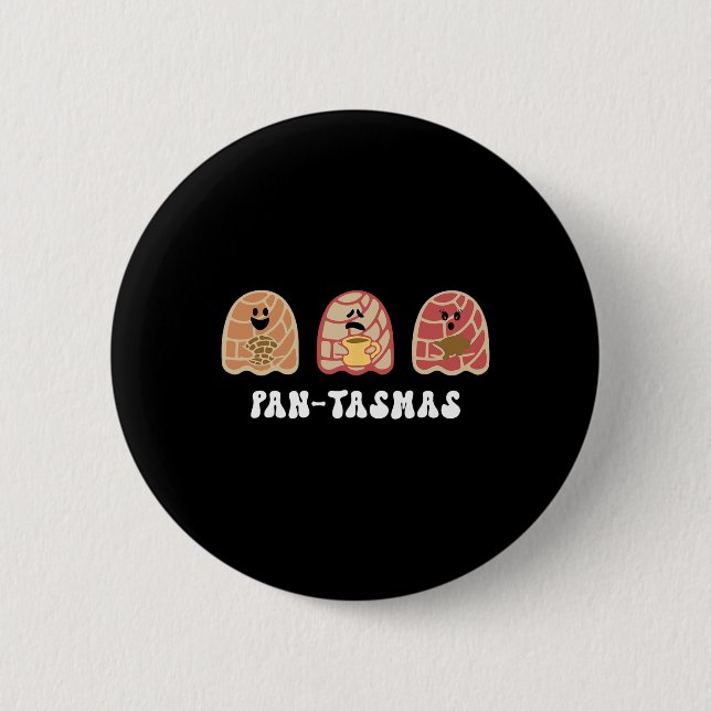 Funny Mexican Conchas Spooky Ghost Pan  Button (Front)