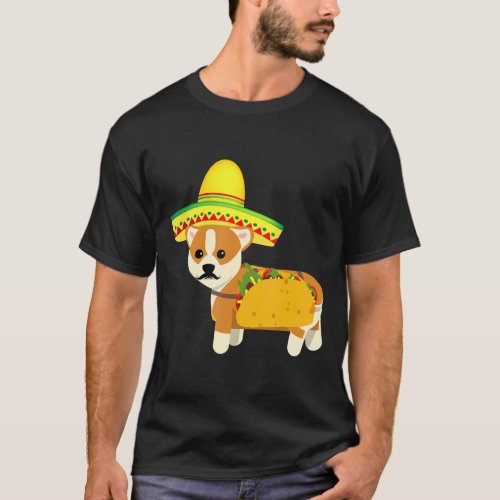 Funny Mexican Corgi Taco Cinco de Mayo Fiesta Dog T_Shirt