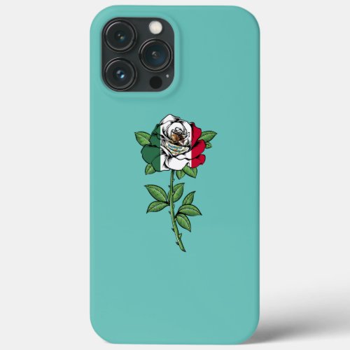 Funny Mexican Flag Rose Flower Mexico Pride Cinco iPhone 13 Pro Max Case