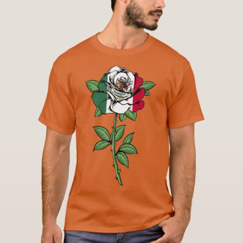 Funny Mexican Flag Rose Flower Mexico Pride Cinco  T_Shirt