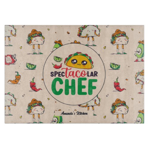 Funny Mexican Food Chef Cinco De Mayo Pattern Cutting Board
