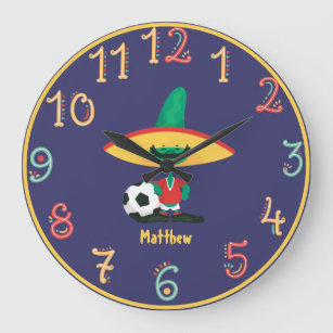 Funny Mexican Football Boys Soccer Wall Clock