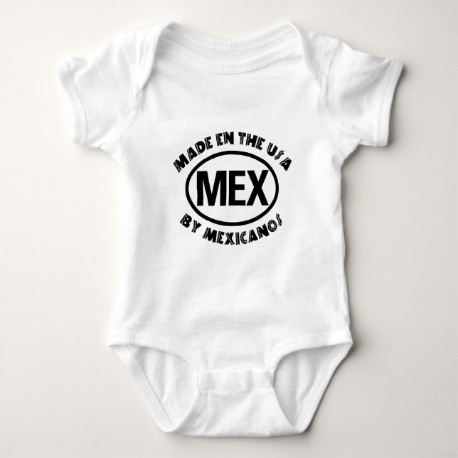 Funny Mexican Made In The USA Baby Bodysuit (Front)