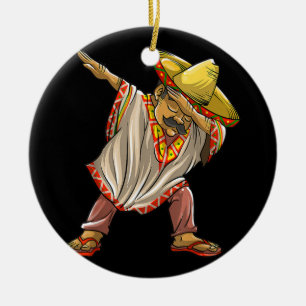 Funny Mexican Poncho Men Women Cool Dabbing Ceramic Ornament