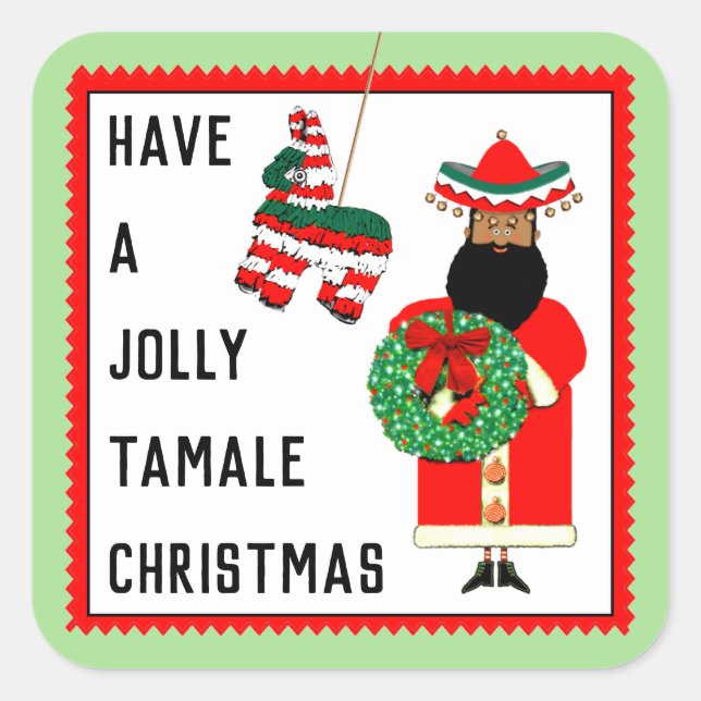 Funny Mexican Santa Christmas Square Sticker (Front)