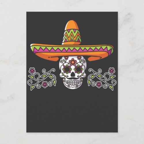 Funny Mexican Skull Sombrero Cinco de Mayo Postcard