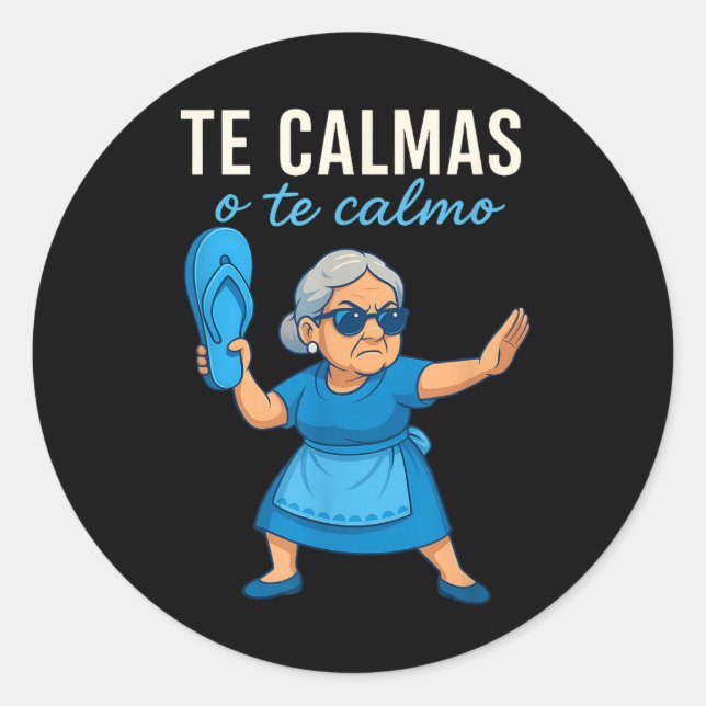 Funny Mexican Spanish Grandma Classic Round Sticker (Front)
