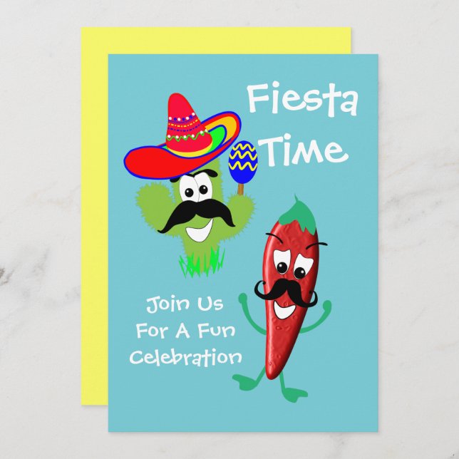 Funny Mexican Style Fiesta Party Invitation (Front/Back)
