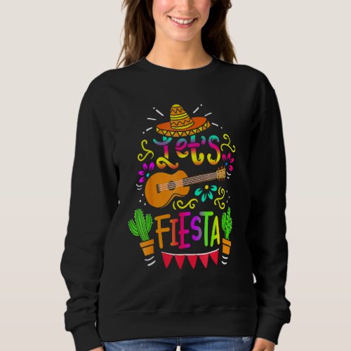 Funny Mexico Cinco De Mayo Mexican Guitar Cactus Sweatshirt