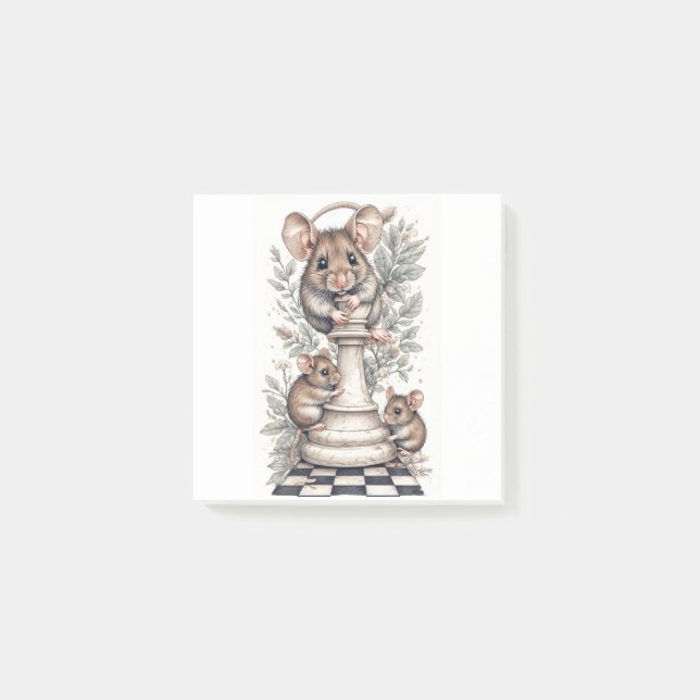 Funny Mice Playing Post-It Notes (Front)