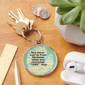 Funny Michigan Yooper UpNorth Michigander Jokes Keychain