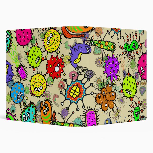 Funny Microscopic Laboratory Organisms 3 Ring Binder (Background)