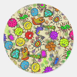 Funny Microscopic Laboratory Organisms Classic Round Sticker