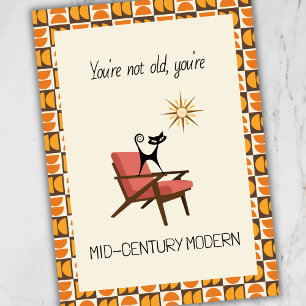 Funny Mid-Century Modern Atomic Cat Birthday Card