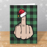 Funny Middle Finger Santa Hat Folded Christmas Holiday Card<br><div class="desc">A pretty self explanatory greeting card for the holiday season. Both text boxes on the interior are template style,  and can be personalized easily as needed. The greeting current;y reads "Merry Whatever.."</div>