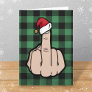 Funny Middle Finger Santa Hat Folded Christmas Holiday Card