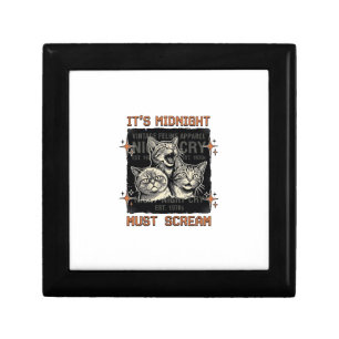 Funny Midnight Screaming Cats Vintage Shirt Design Gift Box