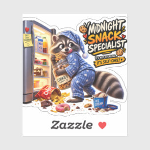 Funny Midnight Snack Specialist Raccoon Vinyl Sticker