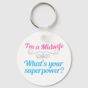 Funny Midwife Superhero Keychain