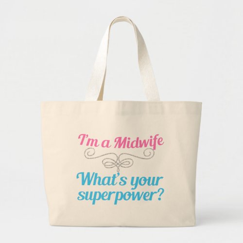 Funny Midwife Superhero Large Tote Bag