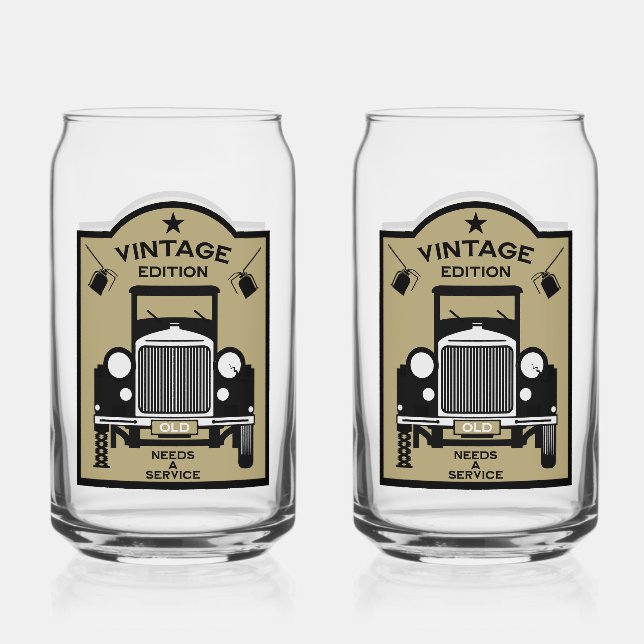 Funny Milestone Birthday Over The Hill Can Glass (Front)