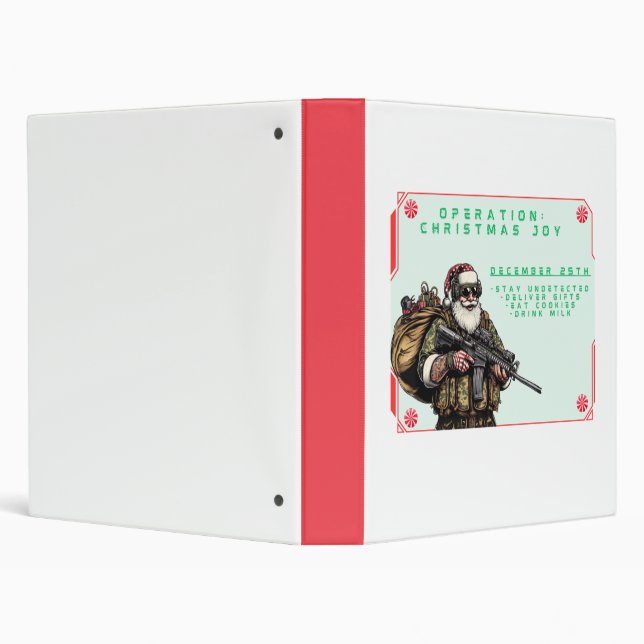 Funny Military/Christmas Santa 3 Ring Binder (Background)