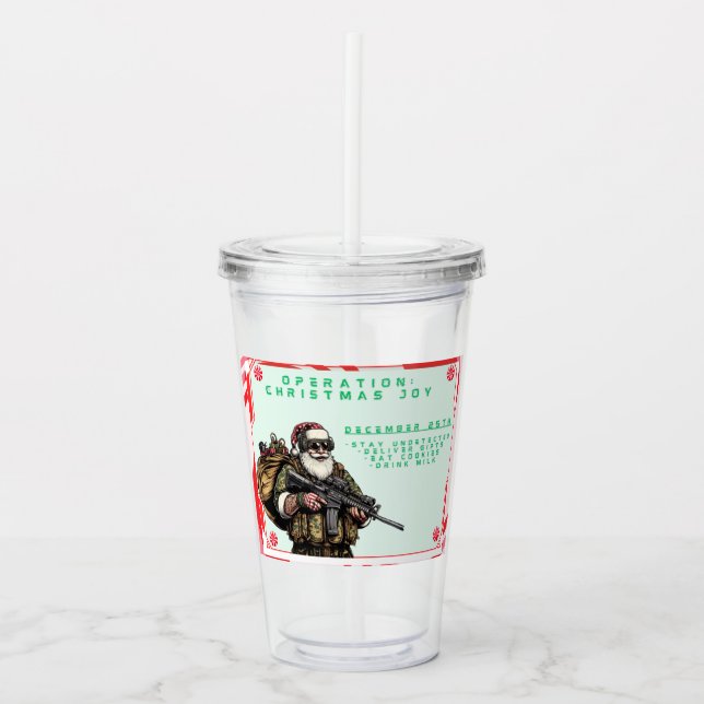 Funny Military/Christmas Santa Acrylic Tumbler (Front)