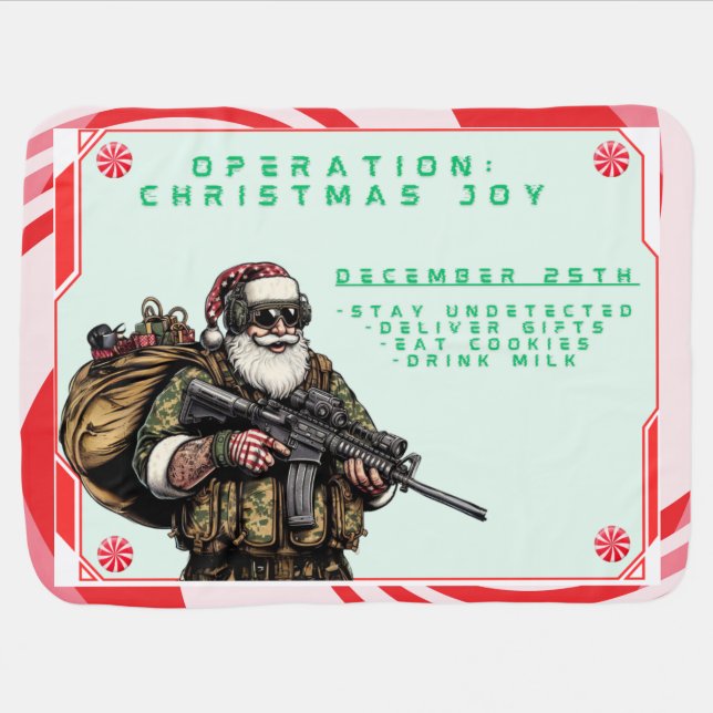 Funny Military/Christmas Santa Baby Blanket (Horizontal)
