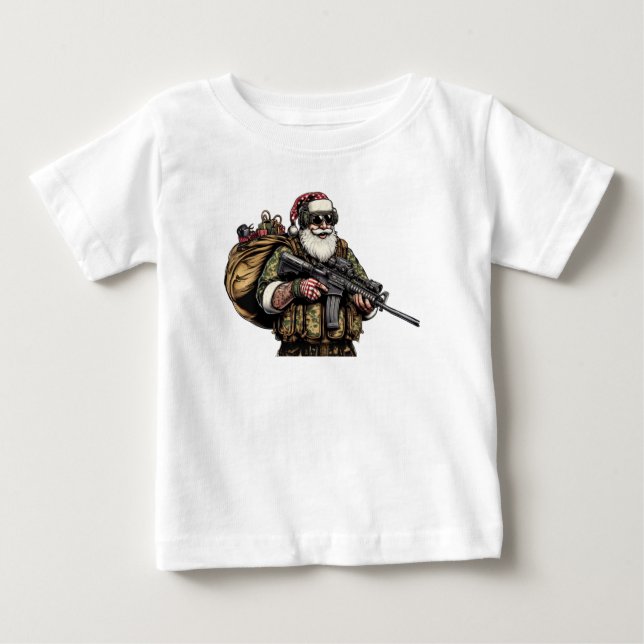 Funny Military/Christmas Santa Baby T-Shirt (Front)