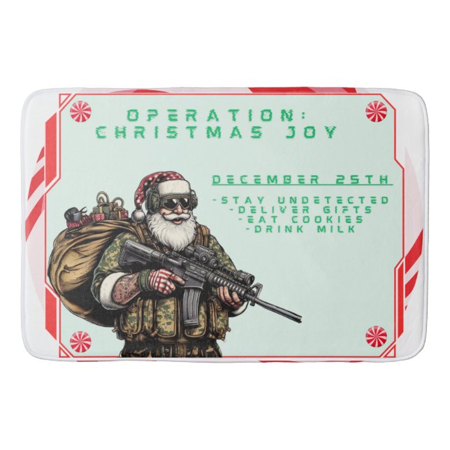 Funny Military/Christmas Santa Bath Mat (Front)