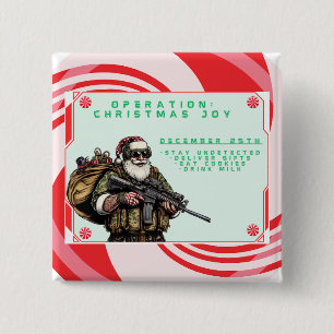 Funny Military/Christmas Santa Button