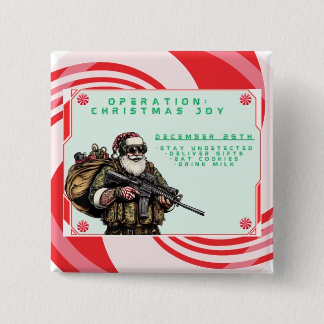 Funny Military/Christmas Santa Button (Front)