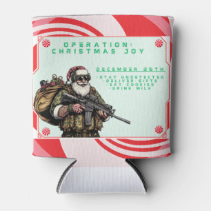 Funny Military/Christmas Santa Can Cooler