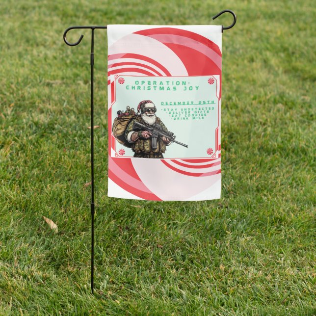 Funny Military/Christmas Santa Garden Flag (In SItu)