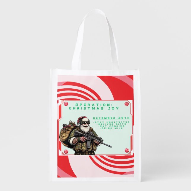Funny Military/Christmas Santa Grocery Bag (Front)