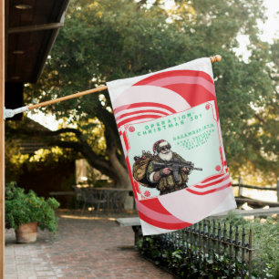 Funny Military/Christmas Santa House Flag
