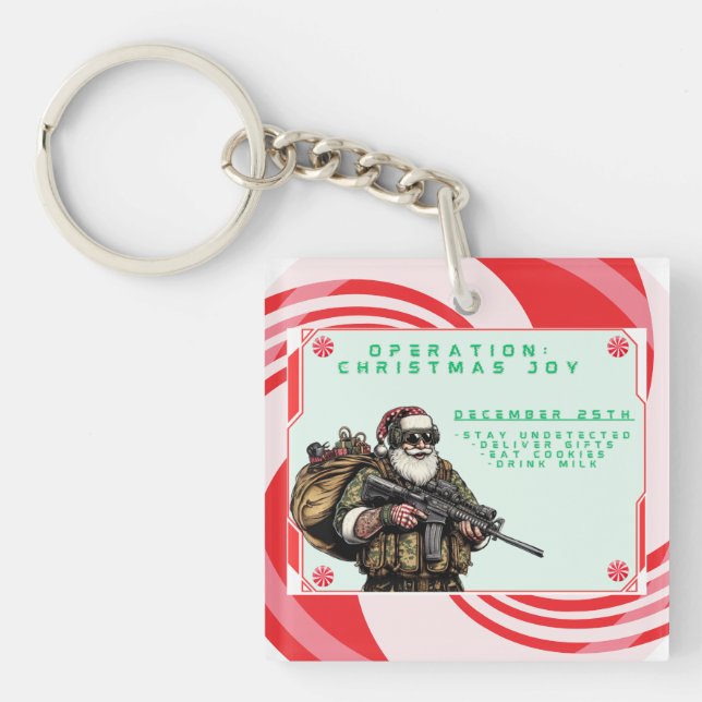 Funny Military/Christmas Santa Keychain (Front)